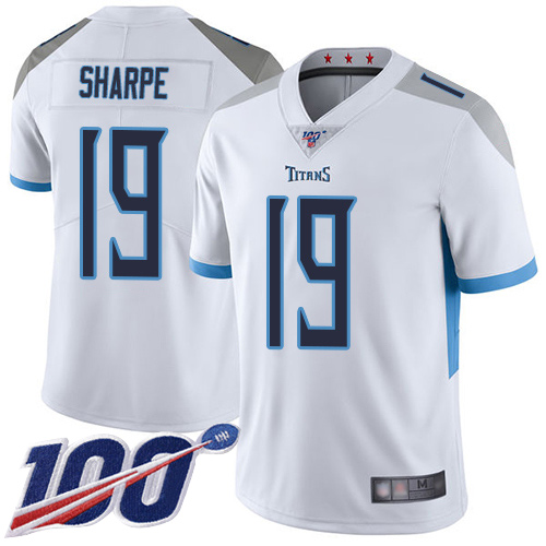 Tennessee Titans Limited White Men Tajae Sharpe Road Jersey NFL Football #19 100th Season Vapor Untouchable->youth nfl jersey->Youth Jersey